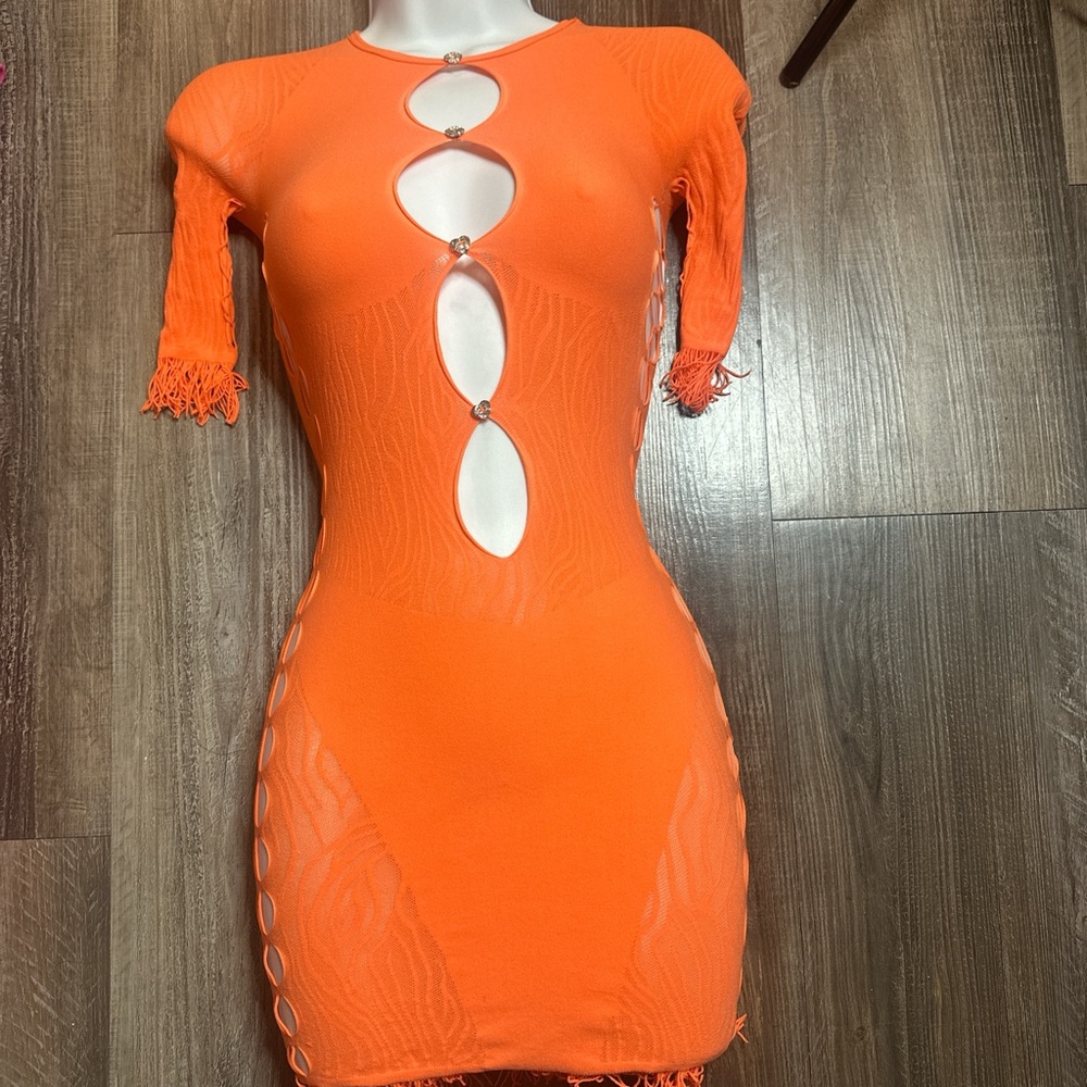 POSTER GIRL Vibrant Orange Cut-Out Mini Dress